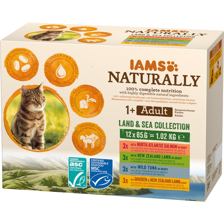 Iams naturally adult cat cod plic 85 g