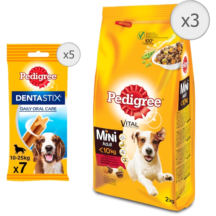 Pedigree adult talie medie si mare cu vita si pasare 15 kg